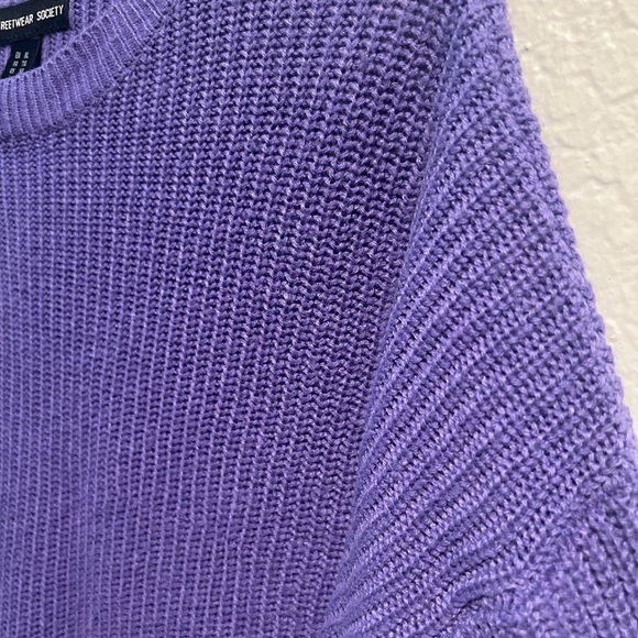 Women’s Short Sweater, Streetwear Society, Purple, Round Neck, Size XL - Picture 13 of 15